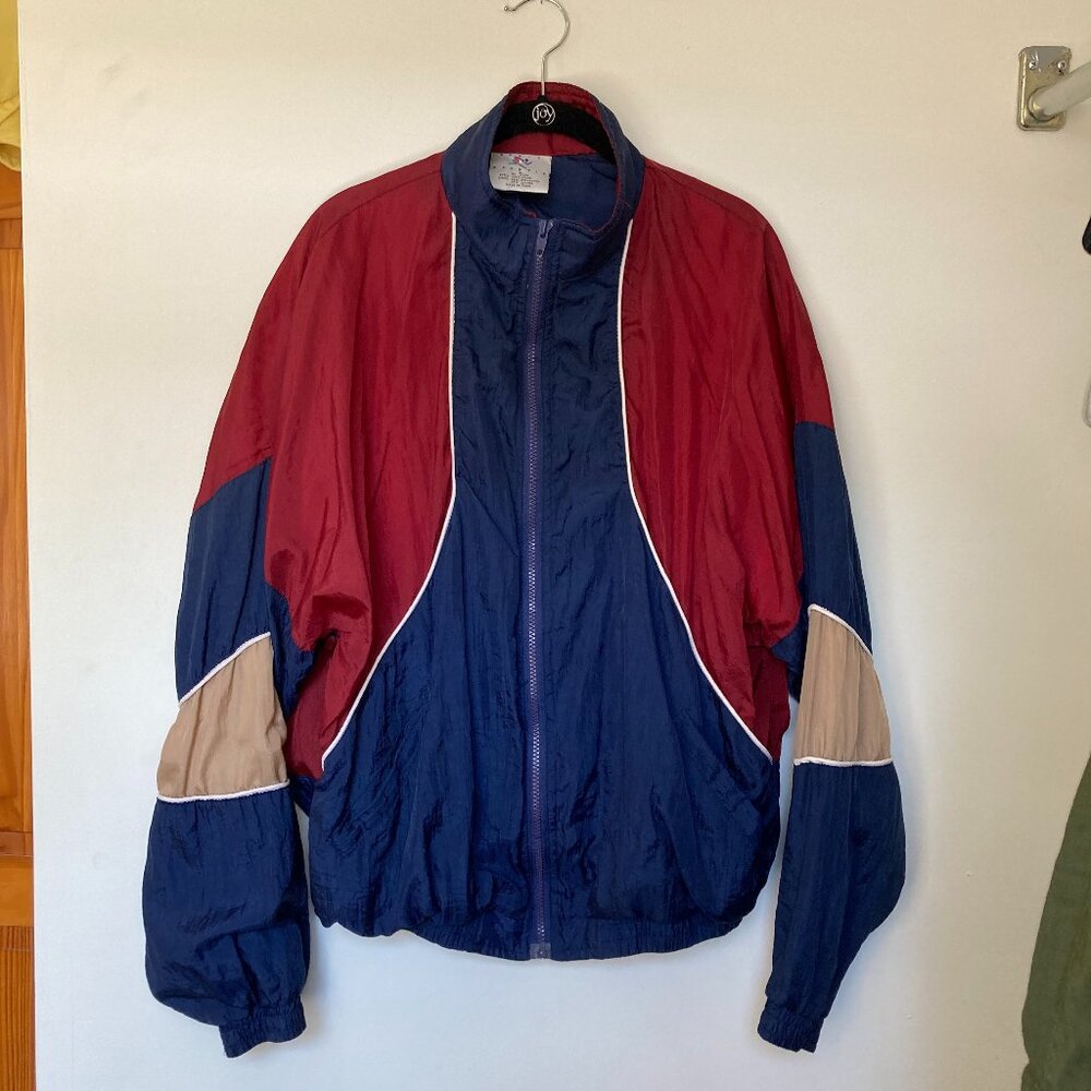 Vintage Navy/Maroon/Tan Windbreaker